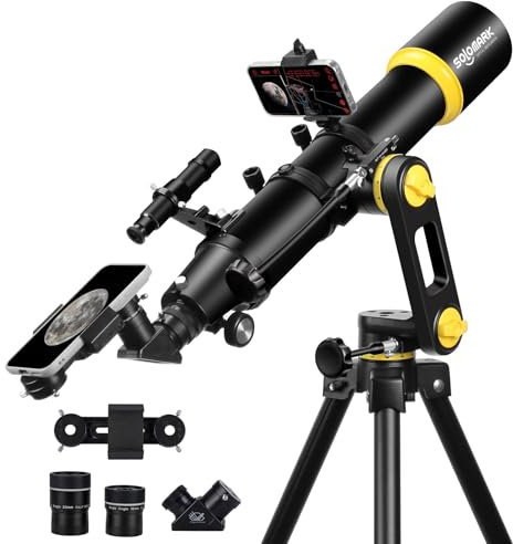 Teleskop, Teleskope für Erwachsene, professionelle Astronomie, 90 mm Öffnung, 700 mm Hochleistungsteleskop für Anfänger und Kinder mit Präzisionseinstellung, Vertisteel AZ-Montierung