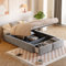 Gegtuon Polsterbett Bett 140x200 cm, Doppelbett mit Hydraulisch Stauraum und 2 Schubladen Underbett, Stauraumbett Gästebett Bett Pritschenbett mit Lattenrost, ohne Kopfteil und Matratze, Leinen (Grau)