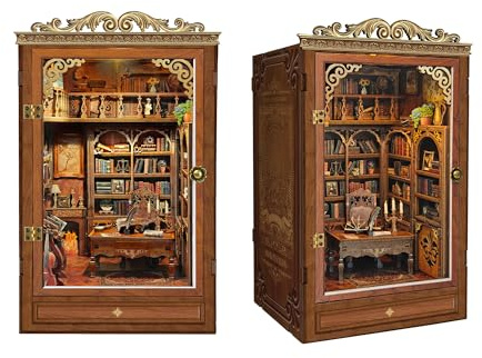 DIY-kit för bokhörna i miniatyr – dockhus – 3D-pussel, vintagepussel, boksamlare, bokstöd, byggsats, dekoration för vuxna och tonåringar