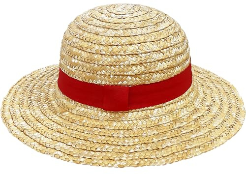 Straw Hat,Anime Costume Caps with String,Summer Beach Sun Hat for Men Women