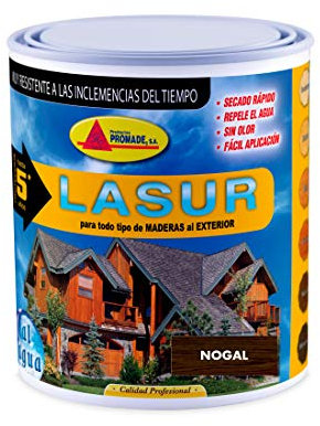 Promade - Lasur Protector Mate al Agua Maderas de Exterior - 4 L (Nogal)