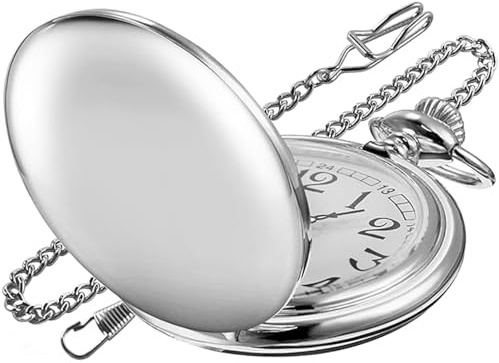 Tiong Vintage Smooth Quartz Pocket Watch Classic Fob Watch with Short Chain for Men Women on Birthday Anniversary Day Christmas Fathers Day