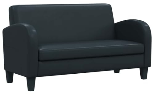vidaXL Sofá 2 Plazas Cuero Artificial Negro Asiento Silla Sillón Mueble Salón