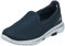 Skechers Women's GO Walk 5 Slip On Trainers, Navy Textile White, 6 UK Wide