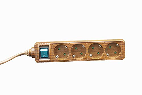 Base 4 Prises + Cable en Bois 3x1.5 avec Interrupteur