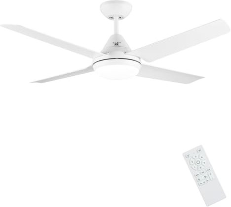 Newday Ceiling Fan with Light, 48 White Ceiling Lamp with Fan and Remote Control,24W LED Dimmable Modern Mute Ceiling Fans for Bedroom Living Room,3 Color Adjustable,AC Motor,3-Speed Wind Speed