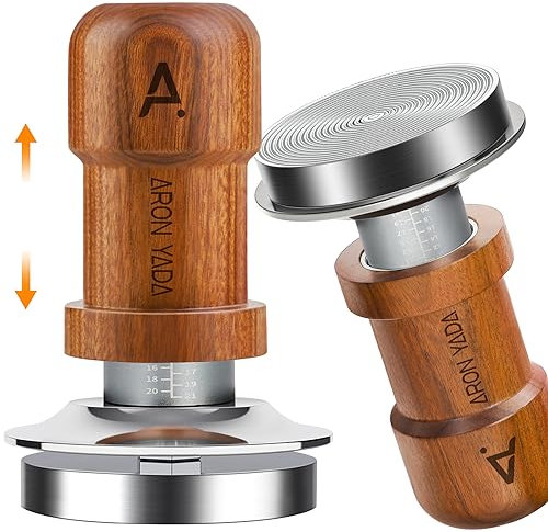 AronYada Kaffee Tamper 53.3mm mit Base Ripple für Siebträger 54mm,Espresso Coffee Tamper 53.3mm mit 30lbs Anpressdruck,Griff aus natürlichem Walnussholz und Basis aus Edelstahl 304 kaffeestampfer