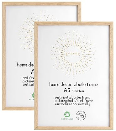 LYYYYX Bilderrahmen Holz 15×21cm mit bruchsicherem Acrylglas zum senkrechten oder waagerechten Aufhängen/Stellen Fotorahmen aus Holz für Fotos, Poster, Puzzles,2er
