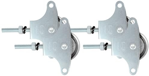 AMIG - Polea para tendedero de Ropa | Acero | Roldana metálica de 39mm | Incluye Tornillo de sujeción y guías | Segura |Exterior (Paquete de 4)