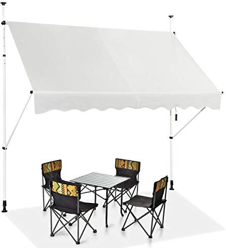 COSTWAY Tenda da Sole per Balcone, Tenda da Sole a Morsetto per Esterno, Regolabile in Altezza, Telaio Telescopico Senza Forare, Telo Resistente ai Raggi Solari (200 cm, Beige)