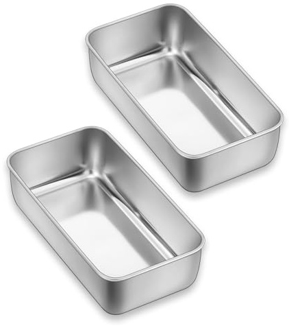 Eidoct 2lb Loaf Tin for Baking, Stainless Steel Bread Loaf Pan, Rectangular Cake Mould for Baking Banana Bread/Meatloaf/Lasagna, Healthy & Non-Toxic,Oven & Dishwasher Safe, 22×14×6.5cm