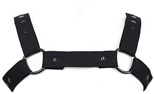 Kome Wairey Women And Men's Adjustable Black Costume Chest Harness for Cosplay and Role-playing, Male Buckled Costume Body Harness Shoulder Belts (Black-1)