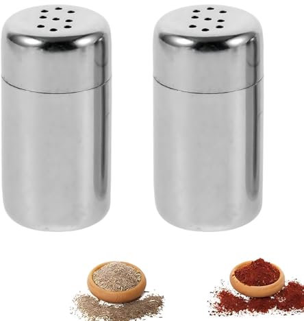 OIGWBPH 2 pezzi Mini sale e pepe con coperchio, Set Di Sale e Pepe In Acciaio Inox, Porta Sale e Pepe, Pepiera, Elegante Portaspezie Da Tavolo Da Cucina