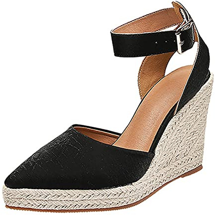 Cuña Esparto Mujer Alpargatas Esparto Elegantes Sandalias De Vestir Plataforma Verano Cierre De Hebilla Comodas Tacon Espadrilles Sandalia Cerradas Casual Moda Zapatos Flexibles Fiesta Novia Ofertas
