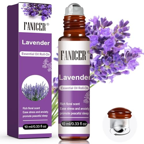 Roll-On Aceite Esencia, Aceite Esencial para Aromaterapia, Regalo de Aceite Esencial de Perfume, Aliviar el estrés y relajar el cuerpo y la mente, Se puede llevar consigo, Lavanda, 10ML