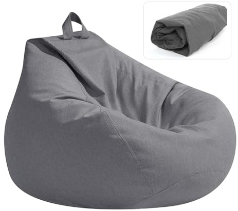 Yunlaishaocer Pouf Poire Adulte Enfant, 100 x 120 cm Housse Pouf Poire sans Rembourrage, Fauteuils Poire pour Salon avec Fermeture Éclair - Anti-Poussière pour Extérieur, Chambre, Gris