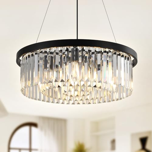 YZBEIMDAI Lámpara de Araña moderna de Cristal, Lámpara Redonda de Suspensión de Lujo, Cristal K9 Lámparas de Techo para Sala de Estar Dormitorio y Cocina Ø60cm