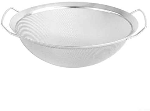 Setaccio per farina a rete in acciaio inox a doppio manico e cestello drenante, per attività in cucina, per setacciare e filtrare efficacemente particelle fini e liquidi (25,4 cm)