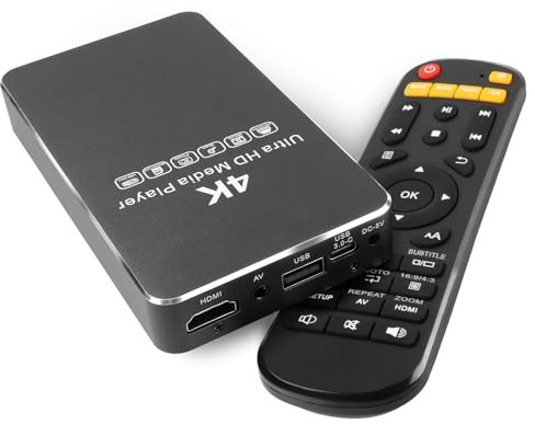 4K HDD 60Hz Media Player & HDD Enclosure 2-in-1, Metal, Play H.265/HEVC H.264/AVC MP4 MKV Video MP3 Music JPG Photos,4K HD, analogico AV,USB 3.0,Type C,Supporta SSD,2.5 SATA HDD con scheda USB/SD