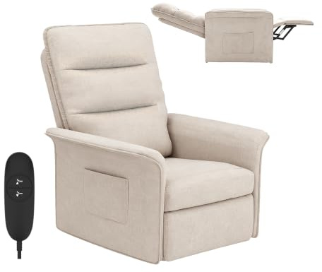 FLEXISPOT Sillón Relax Eléctrico Reclinable, Sillón Reclinable, Sofá Relax Ergonómico para Salón, Dormitorio y Cine en Casa, Sofá Relax Ajustable Ahorro de Espacio para Pisos Pequeños, Blanco Crema