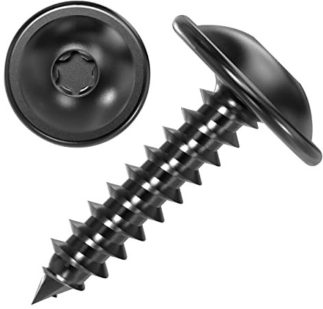 100 AUPROTEC Blechschrauben 4,2 x 25 mm Flachkopf mit Scheibe TORX schwarz verzinkt DIN 7049-4,2 x 25 mm, 100 Stück