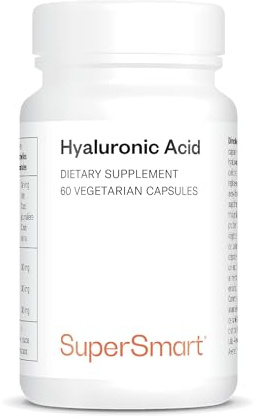 Supersmart - Hyaluronic Acid - Natriumhyaluronat mit hohem Molekulargewicht (1,2 Millionen Dalton) - Unterstützt gesunde Gelenke & Haut | Nicht GVO & Glutenfrei - 60 vegetarische Kapseln