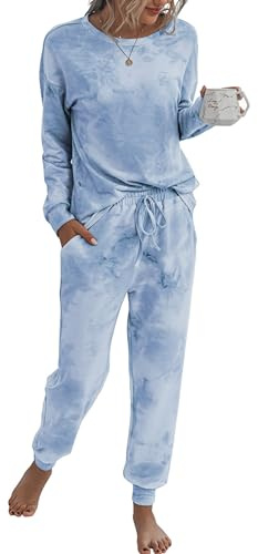 PRETTYGARDEN Women's Two Piece Loungewear Fall Casual Long Sleeve Tops Jogger Pants Pajama Sets Matching Outfits Clothing (Grey,Large)