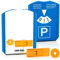 com-four® 2X Parkscheibe mit Eiskratzer, Gummilippe und Einkaufswagenchip und Reifenprofilmesser - Parkuhr aus Kunststoff (02 Stück - Parkscheibe mit Chip+Profilmesser)