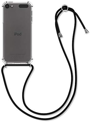 kwmobile Coque Compatible avec Apple iPod Touch 6G / 7G (6ème et 7ème génération) - Housse de Protection Souple en Silicone avec Collier - Transparent-Noir