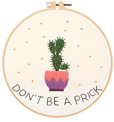 MWOOT Embroidery Starter Kit with Cactus Pattern, DIY Cross Stitch Stamped Embroidery Kit for Adults and Kids Beginner Starter