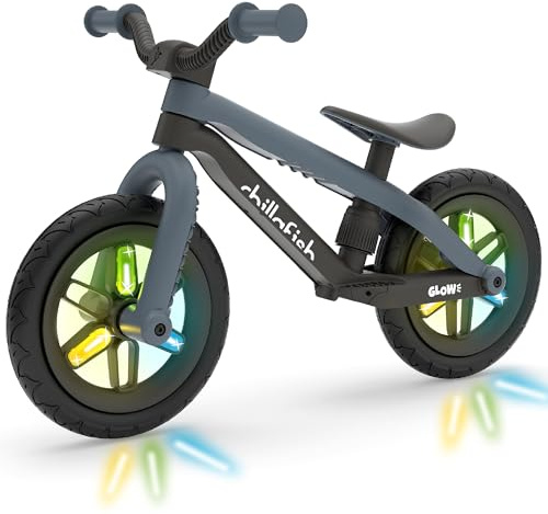 Chillafish BMXIE 2 Kids Balance Bike | BMX-Style Push Bike with Light-Up 12-Inch Wheels | Airless Tyres, Footrake & Adjustable Seat | Pedal-Free Toddler Bike for Age 2 to 5 Years