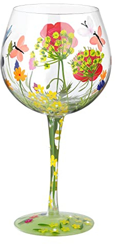 NymphFable Calici da Vino Dipinto a Mano Farfalla Giardino Bicchiere Vino 20oz Regalo di Natale Per Amico