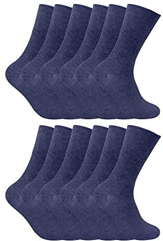 Sock Snob Hombre Calcetines Diabeticos Térmicos 12 Pares | Extra Largos | Calcetines Para Invierno, azul marino, 39-45