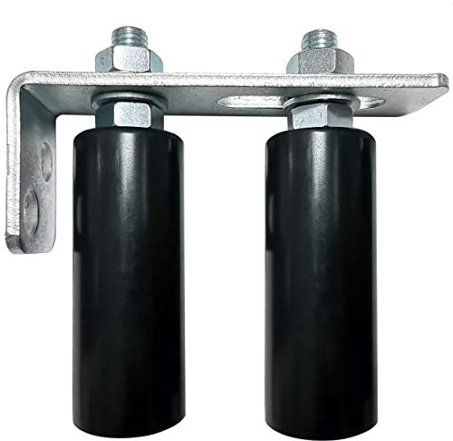 Mageway Rullo di guida universale per cancello scorrevole da 4 pollici nero L staffa posteriore regolabile doppio rullo in nylon supporto per cancelli scorrevoli