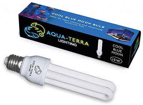 Aqua-Terra Lighting 15W Cool Blue Moon Replacement Bulb for The Fish Pod 48/64 and 120 Litre Aquarium - E27 Standard Screw Base - Ideal for Chilled Out After Dark Lighting Effect