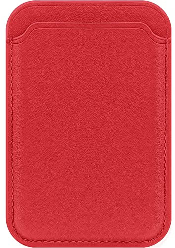 FIDWALL Magsafe Wallet Cartera para iPhone 16/15/14/13/12 MAX/Pro/Plus/Mini,con Anillos de Hierro para All Phone Case, Soporte de Tarjeta RFID con imán magsafe (Rojo)