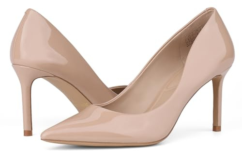 JENN ARDOR Women's Comfortable Stiletto Pumps 3 inch Elegant Gorgeous Closed Pointed Toe Slip On Solid High Heels for Ladies Wedding Dress Shoes Nude 9.5