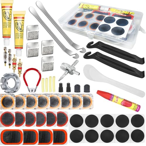 Ghguole Parches Bicicleta,57pcs Neumáticos Kits,Kit repara pinchazos Bicicleta,Kit Reparación Neumáticos para Bicicletas-Kit de Parches Bicicleta para Bicicletas de Cercanías/Motocicletas/ATV