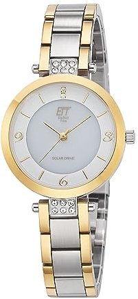 ETT Eco Tech Time Solar Damen Uhr Analog mit Edelstahl Armband ELS-12143-12M