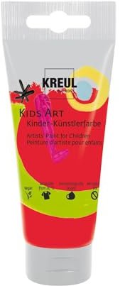KREUL 43306 - Kids Art Kinder-Künstlerfarbe, Zinnoberrot 75 ml Tube, Schulmalfarbe auf Wasserbasis, matte deckende Bastelfarbe für Leinwand, Papier und Karton, vegan