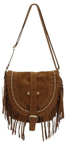 LHHMZ Retro Fransen Umhängetaschen für Frauen Vintage Quaste Crossboy Taschen Tassel Faux PU Leder Satteltasche