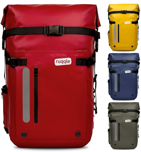 Ruqqle Wasserdichter Rucksack, vielseitig, wasserdicht Tasche, Dry Bag 20/30/45 l, mit 3 Außentaschen, komfortabel, RollTop, Strand, Boot, Kanu, Paddel, Kajak, Wandern, Camping, Angeln, Motorrad