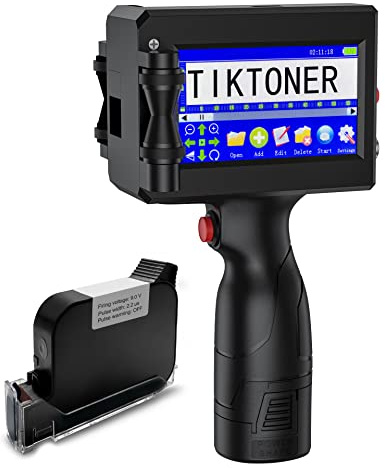 TIKTONER 127T1 Impresora de Mano Portátil con Cartucho de Tinta de Secado rápido, Pistola Impresora de Inyección de Tinta de Mano para Texto Fecha Número de Lote Código QR Código de Barras