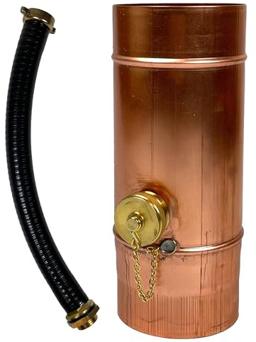 SÜDMETALL – premium koppar regnvattensamlare 120 mm med slang- och tunneanslutning för fallröret – regnsamlare 75 % vattenavkastning – vattensamlare för regntunna utvecklad av fackhandeln