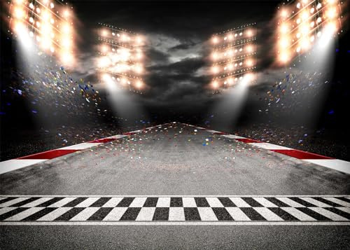 DePhoto 10(W) x6.5(H) FT Race Track Backdrop Race Car Track Championship Finish Line Portrait Photo Background Boy Man Birthday Racing Party Car Motorcycle Party Photography Studio Supplies