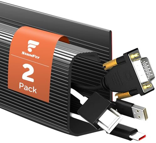 shinfly Kabelkanal Schreibtisch, 2 x 40cm Kabelkanal Schwarz Selbstklebend, Kabelmanagement Unter Schreibtisch, J-Formiges Kabelmanagement Schwarz für Laptops - 40cm(L) x 2.6cm(W) x 5cm(H)
