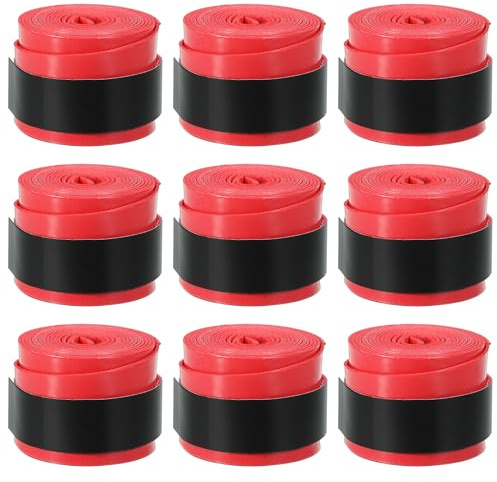 PATIKIL Nastro per Impugnatura Racchetta da Tennis 43.3, pz9 Overgrip Elastiche Antiscivolo Cuscino per Racchetta da Badminton e Canna da Pesca, Rosso