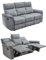 Dreisitzer-Sofa mit hochwertiger Federkernpolsterung 180 cm breit, verstellbare 3er Couch durch praktische halbautomatische Relaxfunktion, Bezug Velours Vintage Grau / 15128