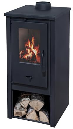 EIDER BIOMASA - Estufa de Leña MAXI CALOR (Clase A) - Estufa de Leña 6.64 kW - Compacta 79x41x39 cm - Diseño Robusto - hasta 120 m³ - Eficiencia Energética Clase A - Con regulación de aire