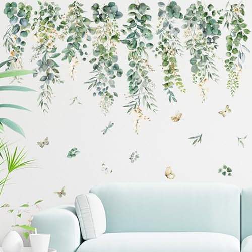 Wandtattoo Küche Wand Tattoo Selbst Klebend Wandtattoo Kinderzimmer Mädchen Wandsticker Kinderzimmer Mädchen Wandtatoo Pflanzen Wandaufkleber Wohnzimmer Dschungel Hängend Rebe Blumen für Wohnzimmer